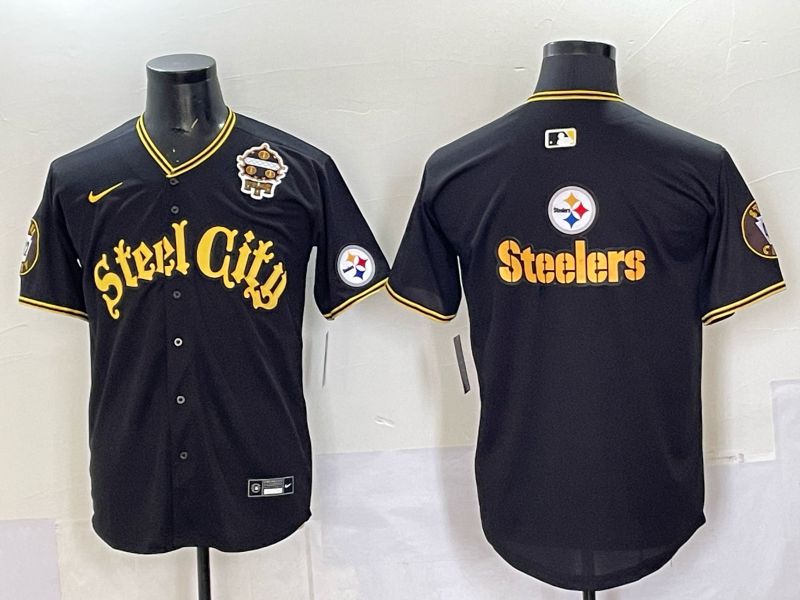Men 2025 Nike Pittsburgh Steelers Blank Black Limited NFL Jersey style 0065